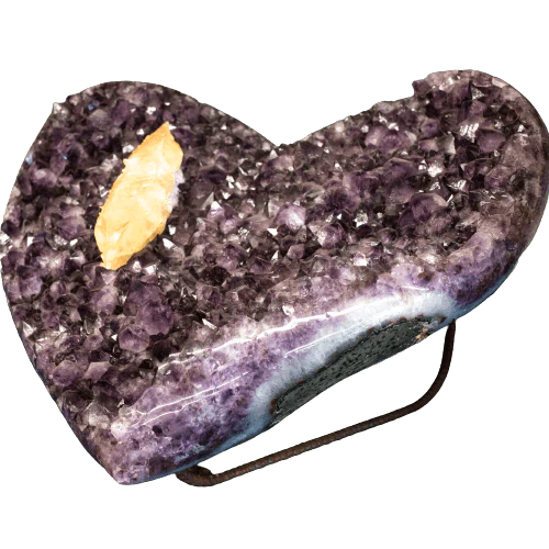 Amethyst Carved Crystal Cluster Heart Calcite Crystal - Image 3