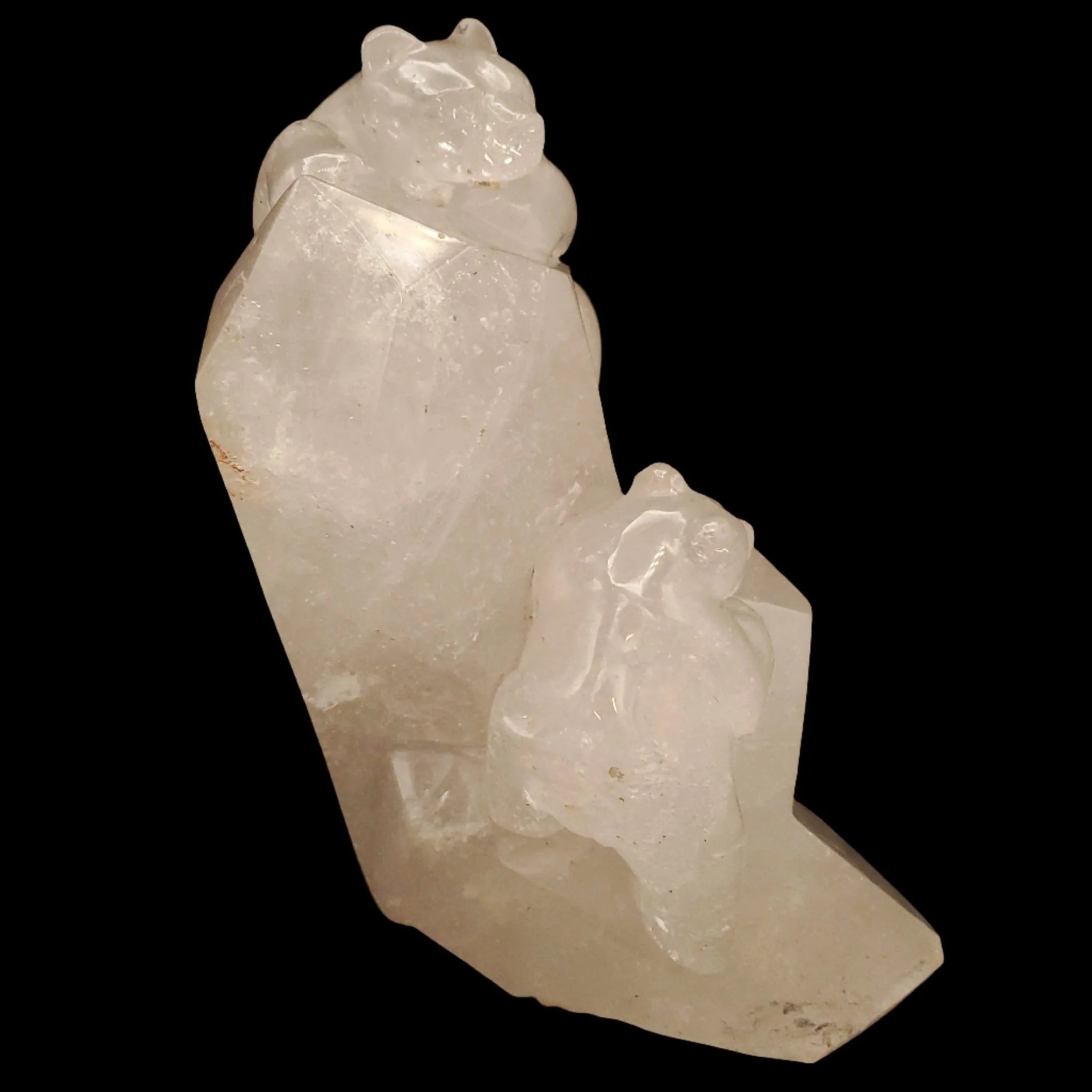Carved Quartz Polar Bears Art Sculpture Home Decor - Image 3