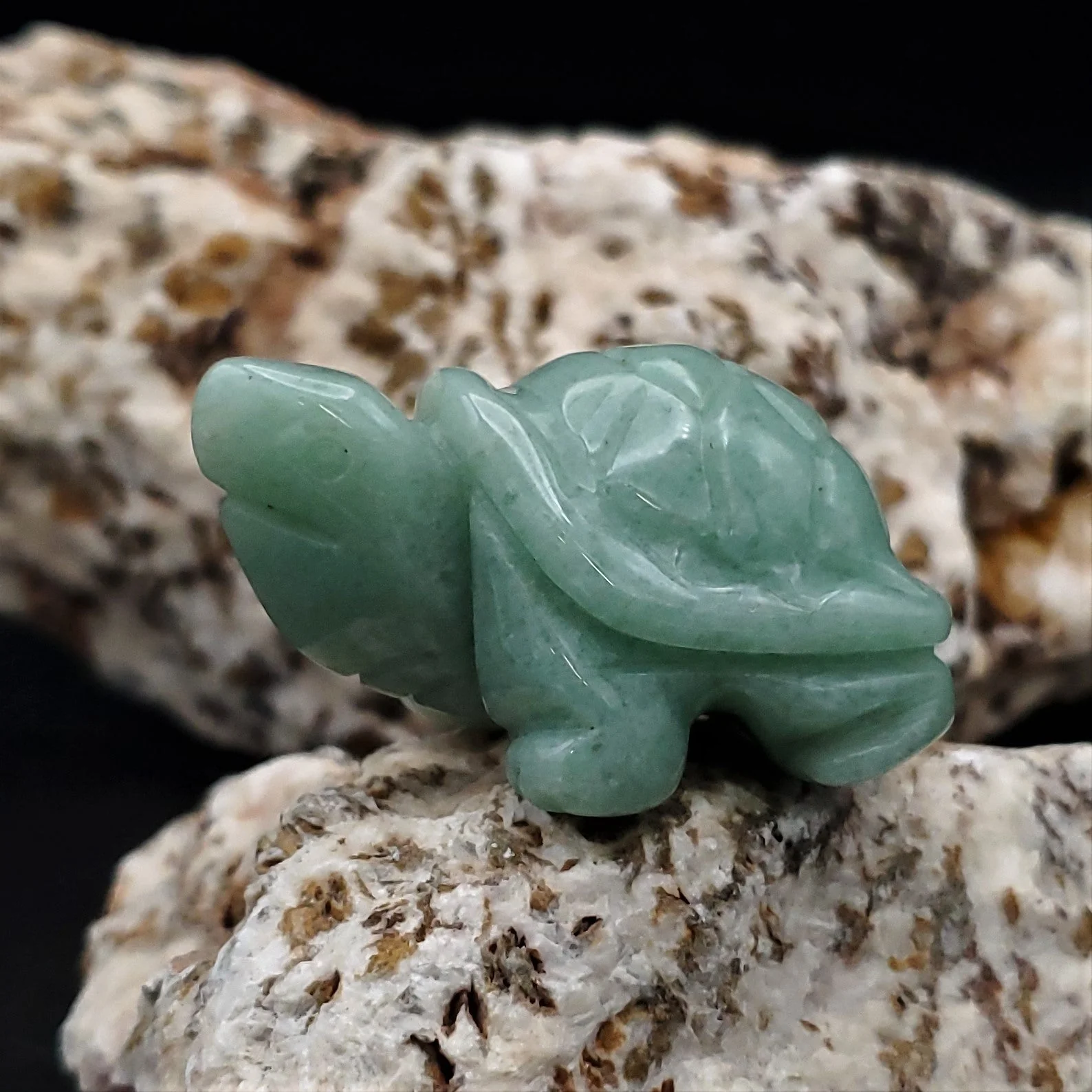 Carved Stone Animal Figurine 2-inch Mineral Turtle - Image 3