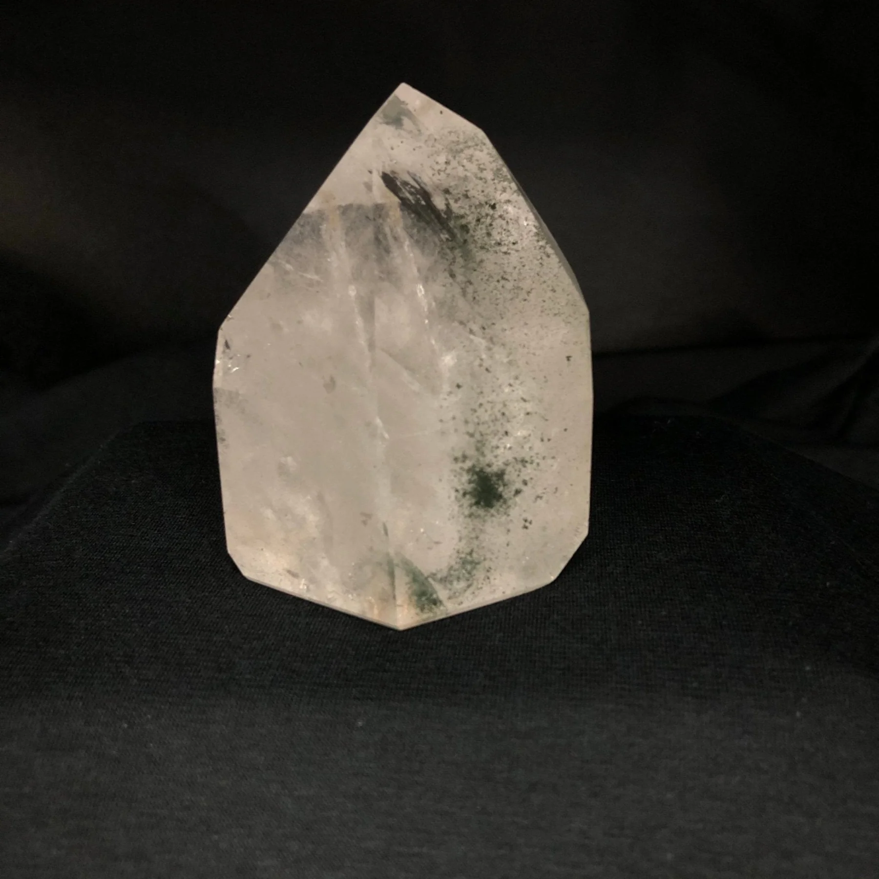 Chlorite Included Quartz Crystal Polished Point - Image 3