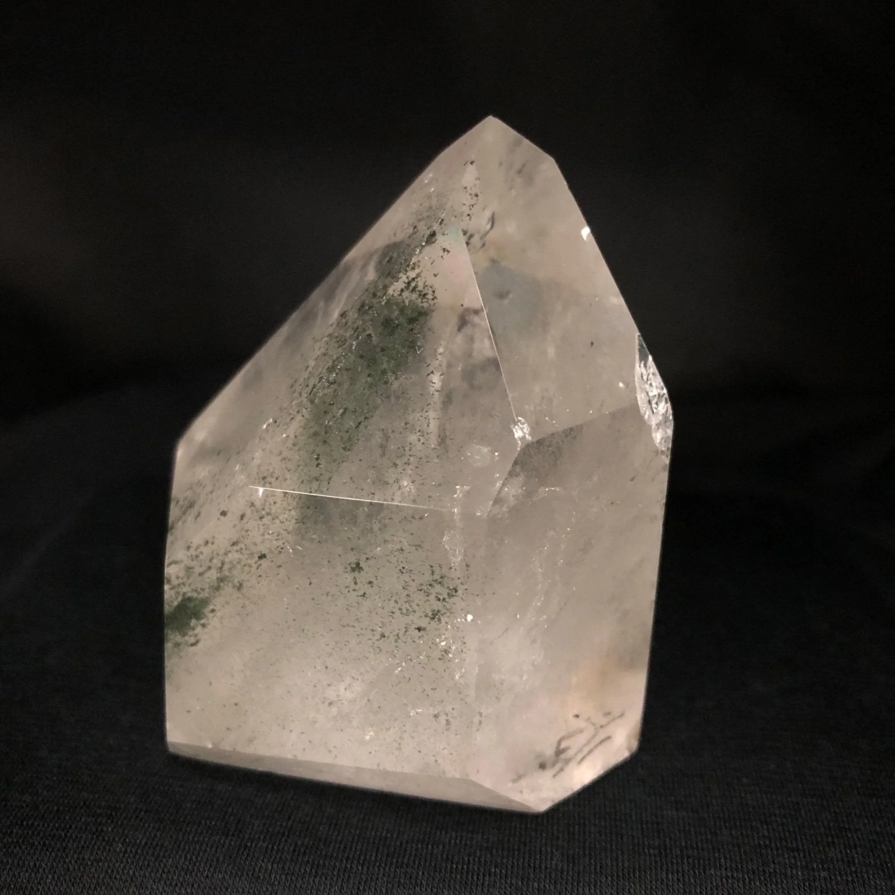 Chlorite Included Quartz Crystal Polished Point - Image 4