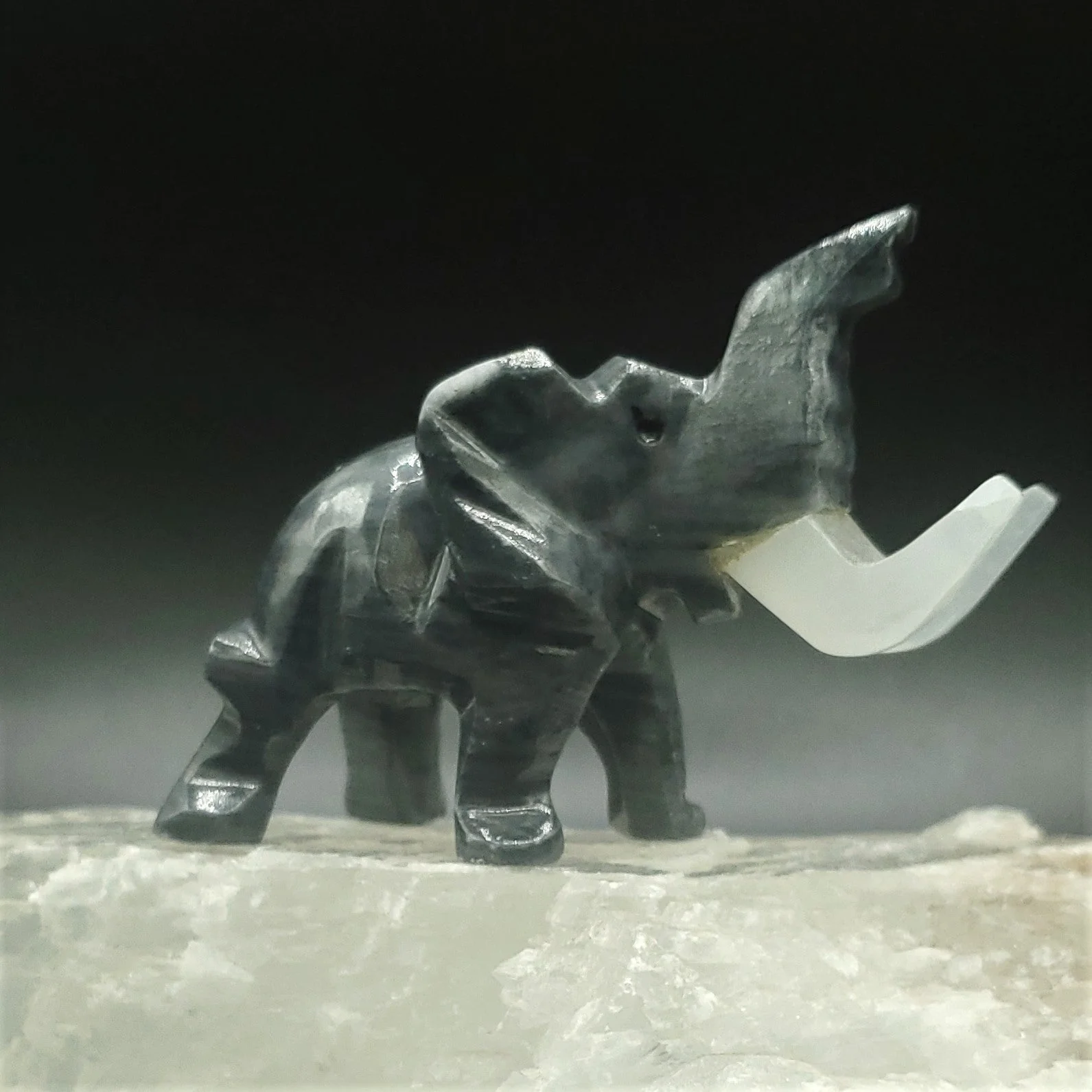 Elephant With Trunk Up Small Onyx Savage Elephant - Image 3