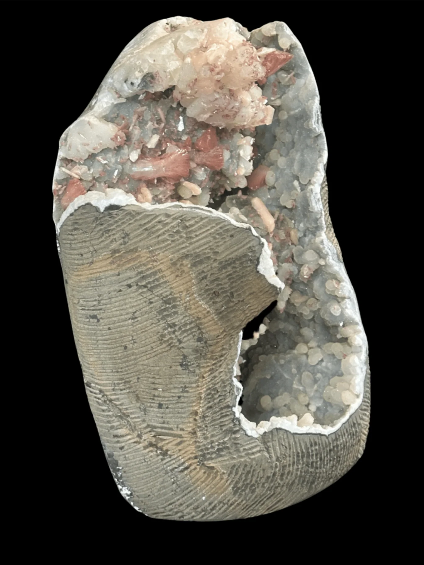 Heulandite Pink Geode with Stilbite And Calcite - Image 3