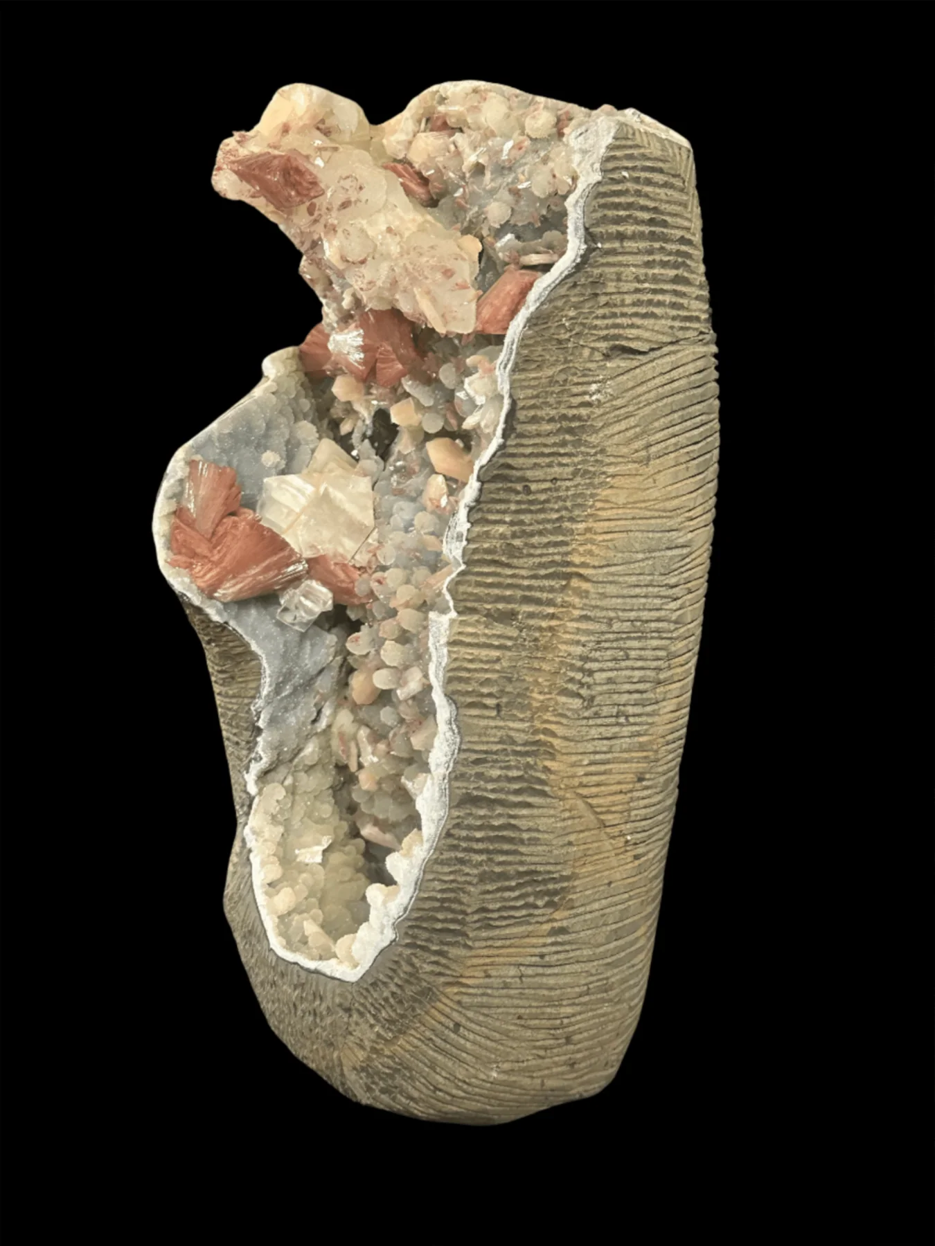 Heulandite Pink Geode with Stilbite And Calcite - Image 4