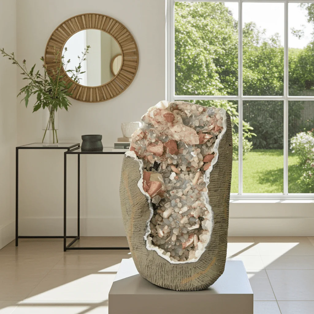 Heulandite Pink Geode with Stilbite And Calcite - Image 5