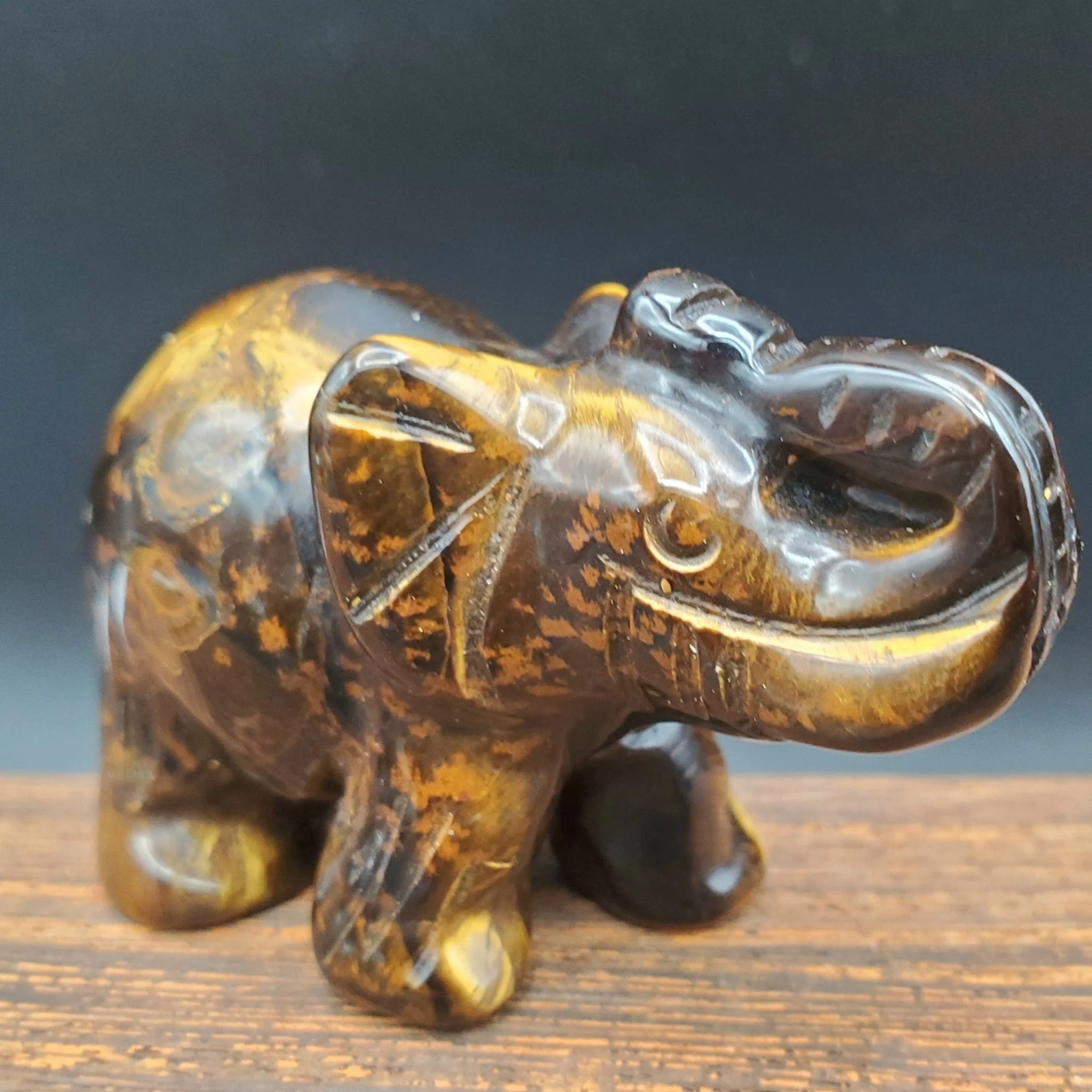 Semi-Precious Gemstone 2-inch Carved Elephant Trunk Up - Image 10