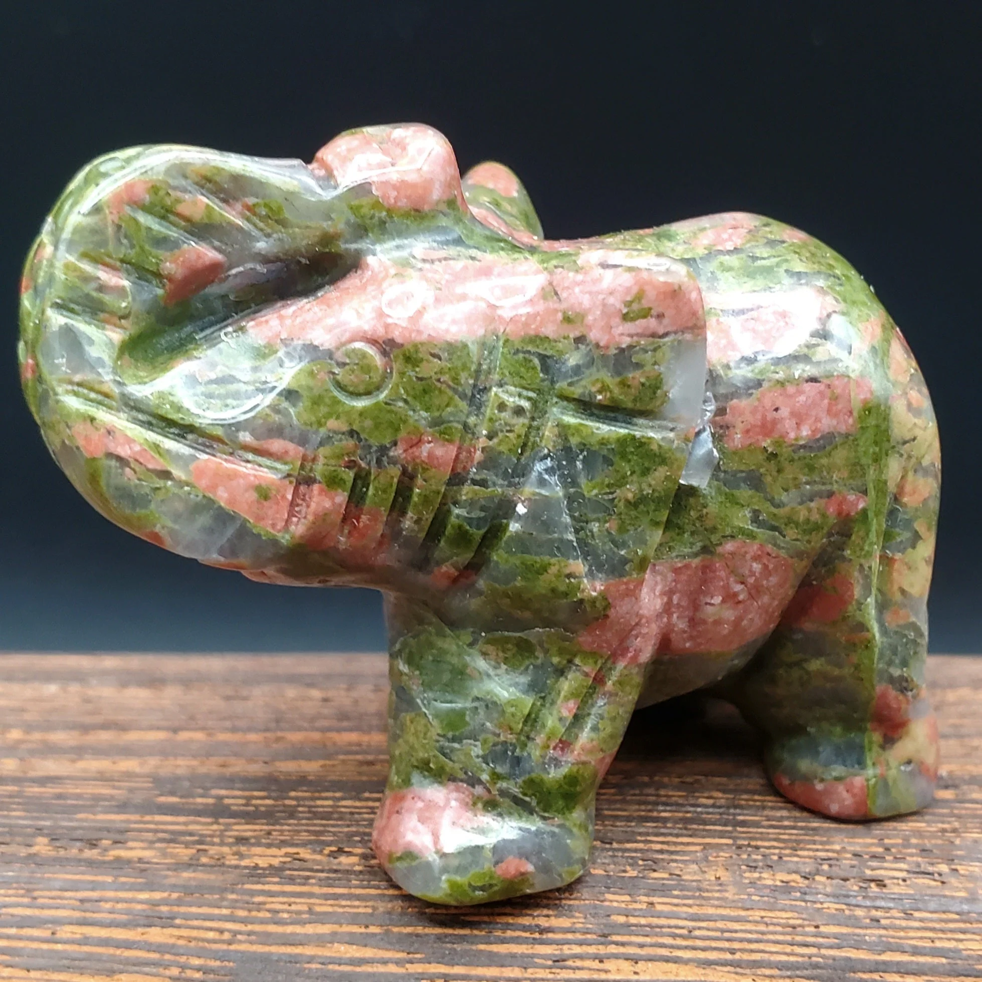 Semi-Precious Gemstone 2-inch Carved Elephant Trunk Up - Image 11