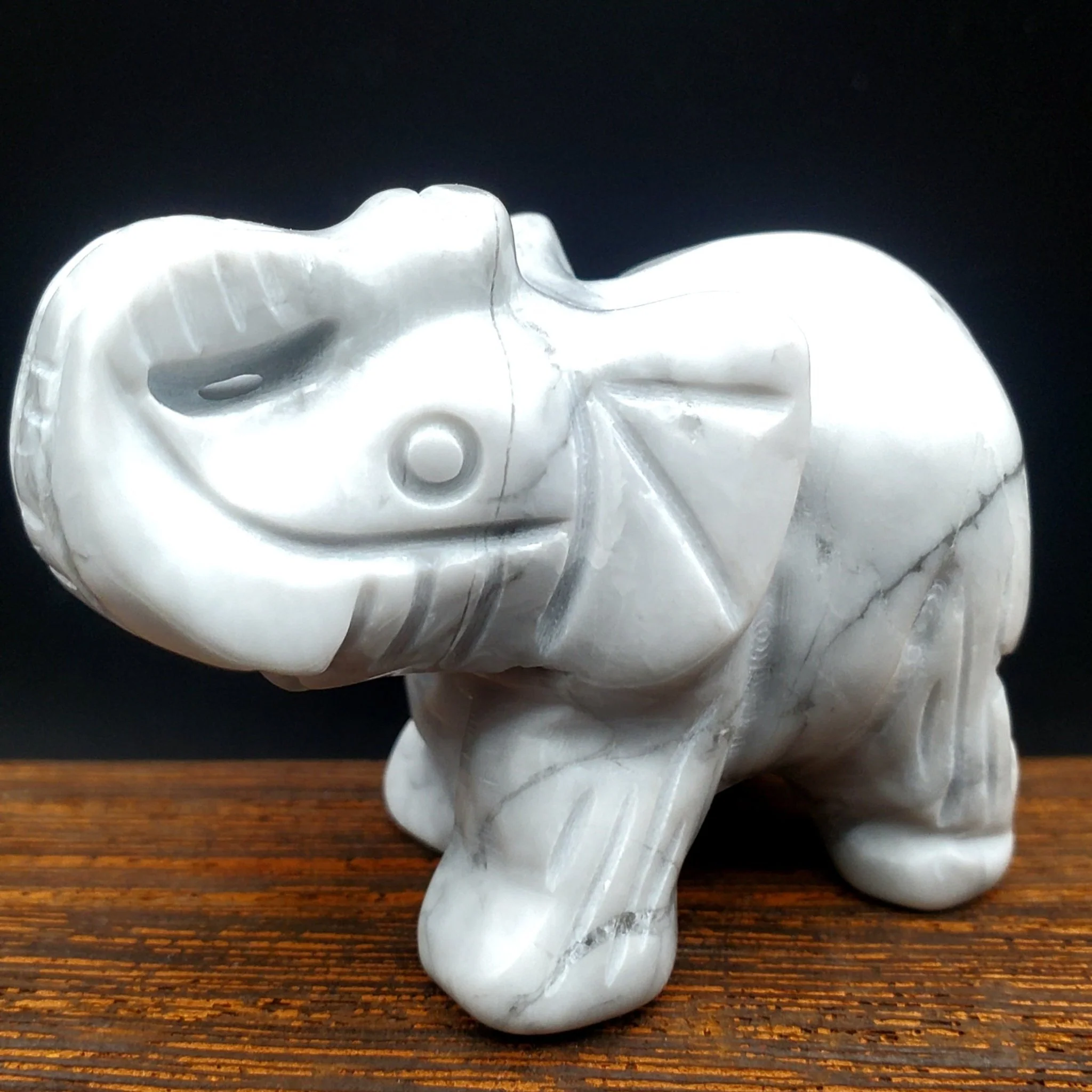 Semi-Precious Gemstone 2-inch Carved Elephant Trunk Up - Image 4