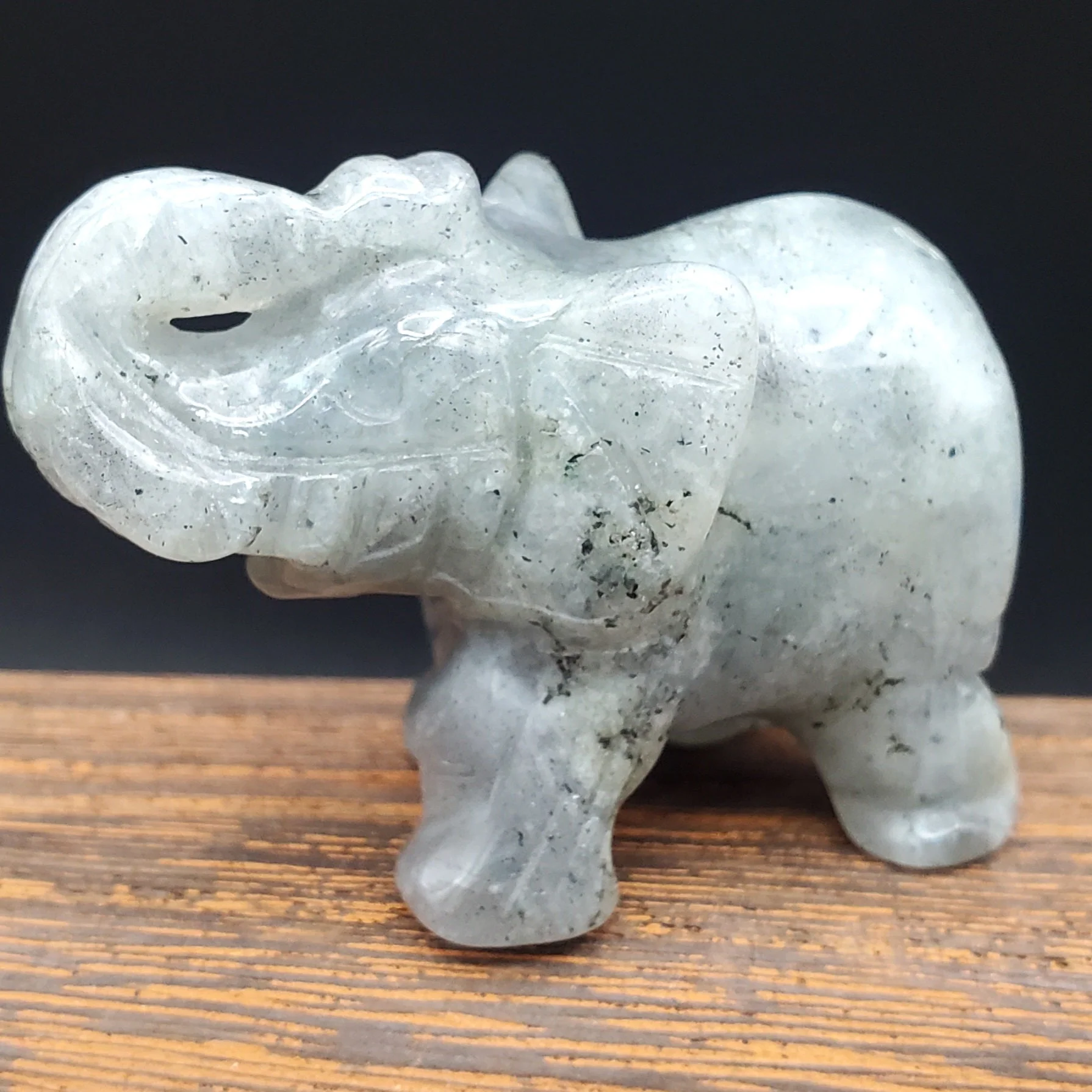 Semi-Precious Gemstone 2-inch Carved Elephant Trunk Up - Image 5