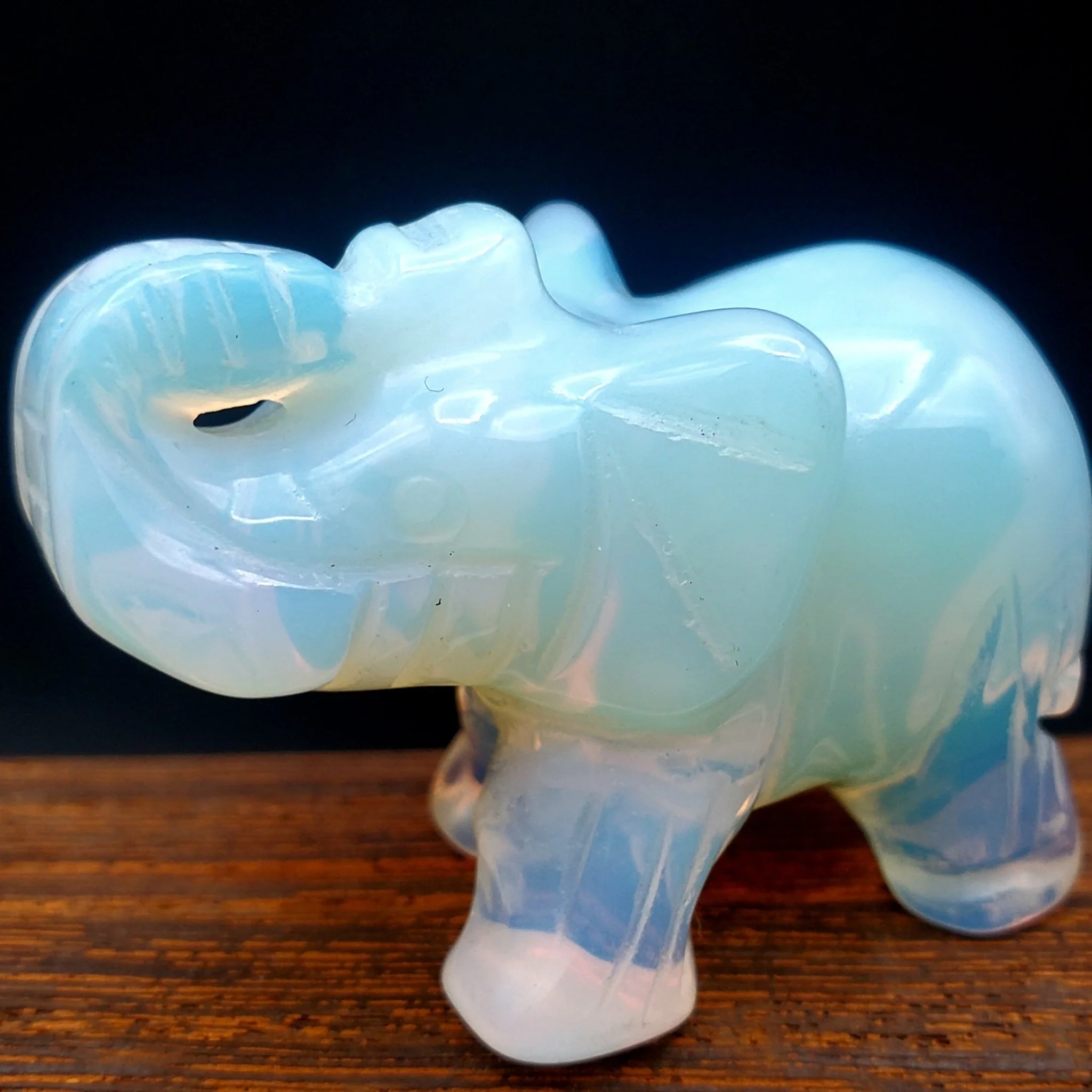 Semi-Precious Gemstone 2-inch Carved Elephant Trunk Up - Image 6