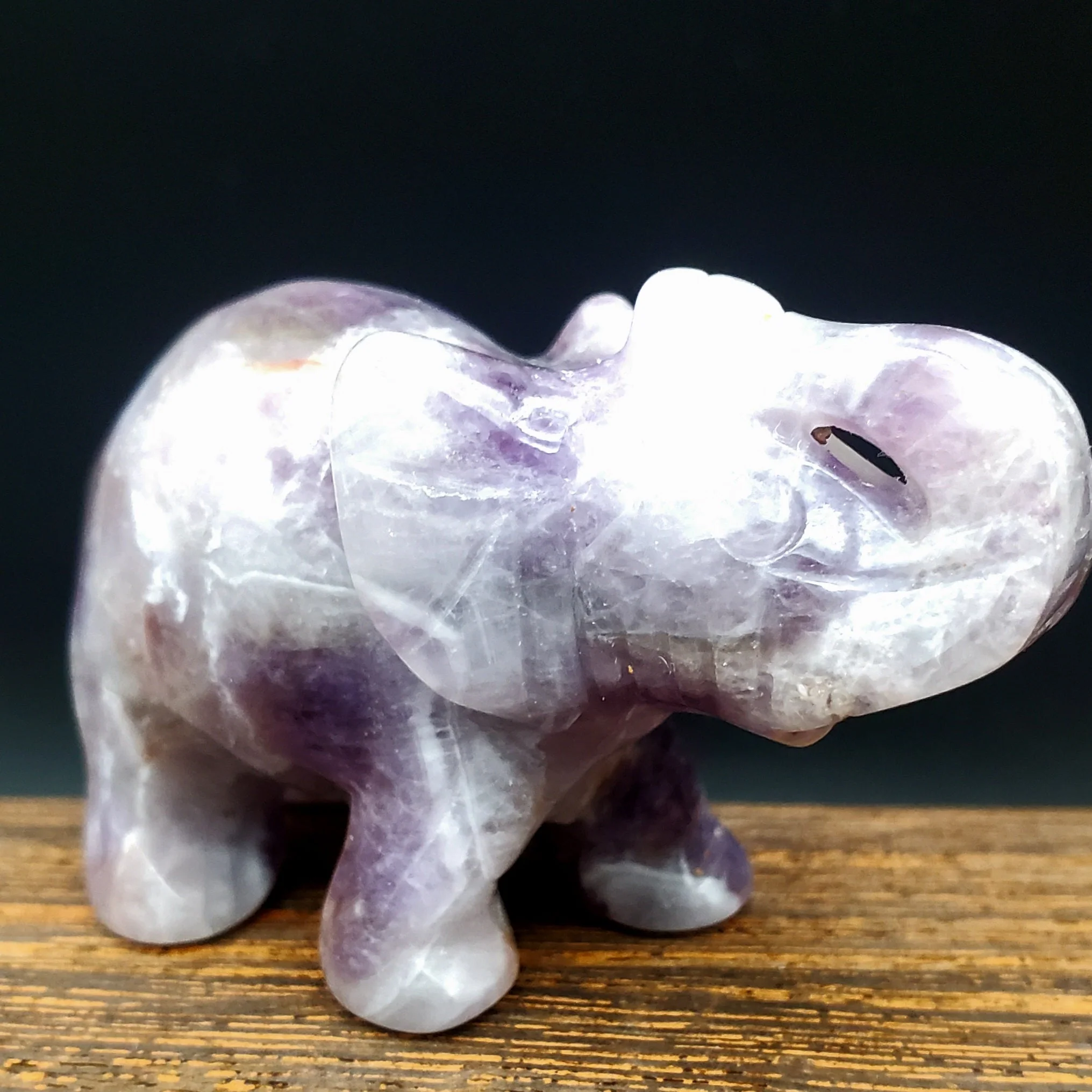 Semi-Precious Gemstone 2-inch Carved Elephant Trunk Up - Image 9