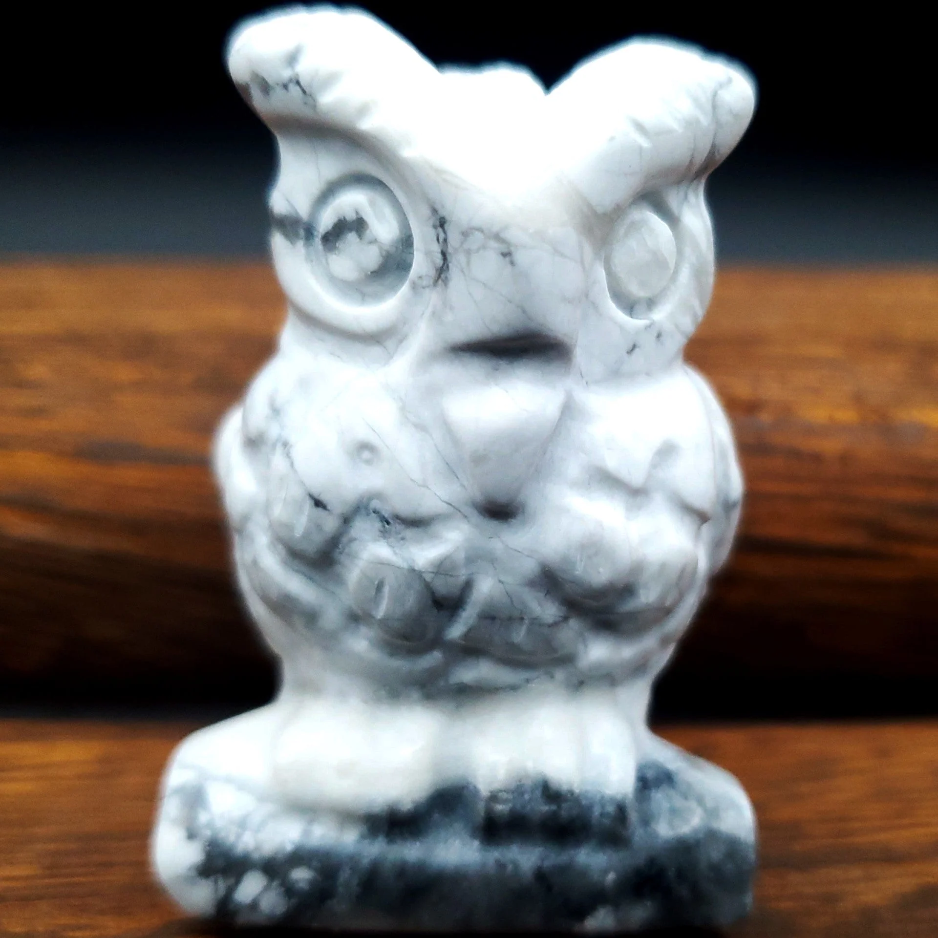 Semi-Precious Gemstone Carved Owl Figurine Sculpture 2 Inch - Image 3