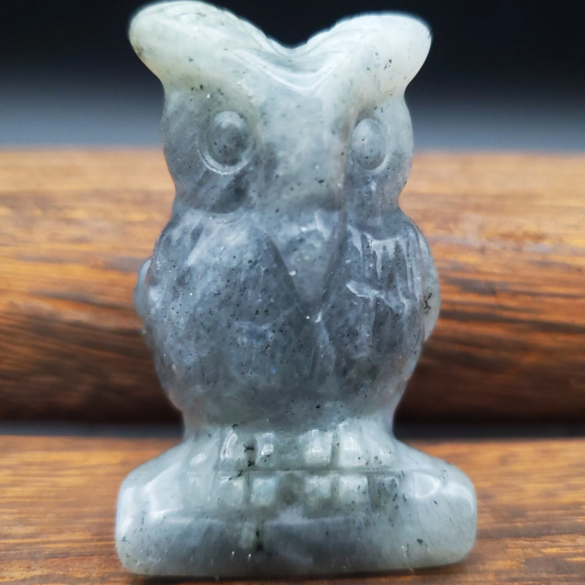 Semi-Precious Gemstone Carved Owl Figurine Sculpture 2 Inch - Image 4
